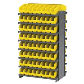 Floor Pick Rack - 64 Plastic Bins 12 Deep - Industrial Shelving